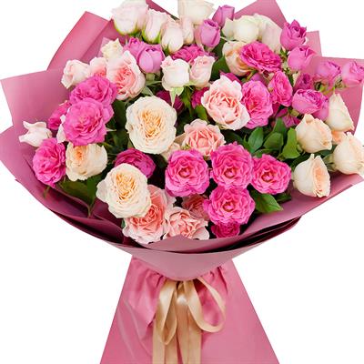 15 гілок рожевої і кремовою кущовий троянди 15 гілок рожевої і кремовою кущовий троянди