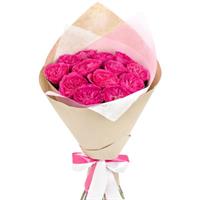 Изумительный букет из 15  розовых пионовидных роз