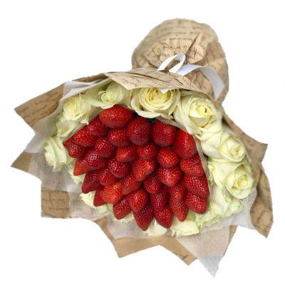 Букет из роз и клубники  Букет из роз и клубники