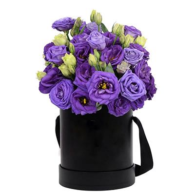 Box with violet eustoma Box with violet eustoma