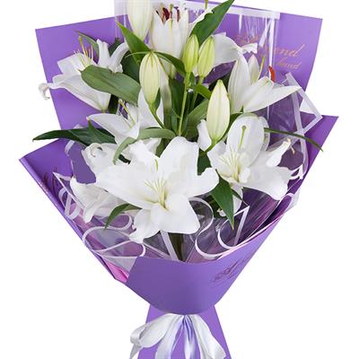 A small bouquet of 3 branches of lily A small bouquet of 3 branches of lily