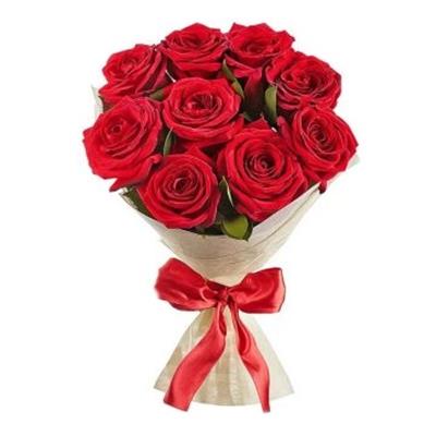 Замечательный букет из 9 красных роз 