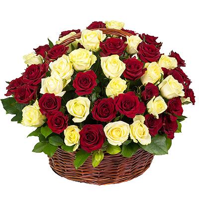 51 red and cream rose in the basket 51 red and cream rose in the basket