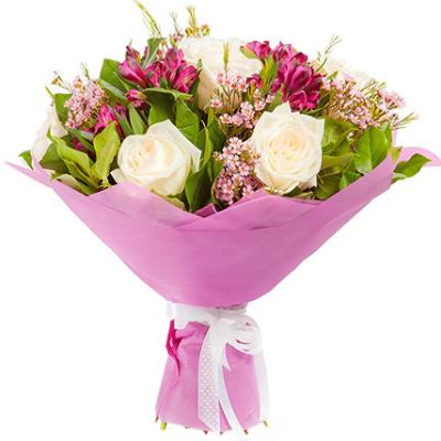 Bouquet with white roses and Alstroemeria Bouquet with white roses and Alstroemeria
