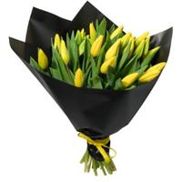 21 yellow tulips in a package