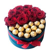 Box with roses and ferrero