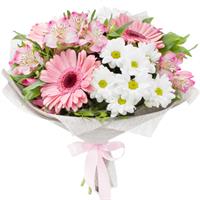 A small bouquet of chrysanthemums and alstroemeria A small bouquet of chrysanthemums and alstroemeria