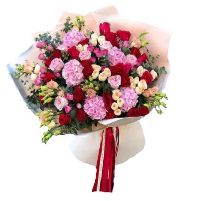 Bouquet of roses, hydrangeas and eustoma Bouquet of roses, hydrangeas and eustoma