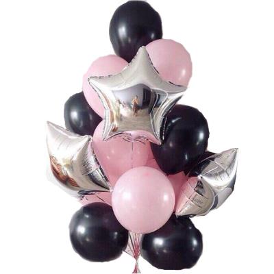Fifteen black and pink balls Fifteen black and pink balls