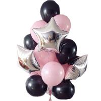Fifteen black and pink balls Fifteen black and pink balls