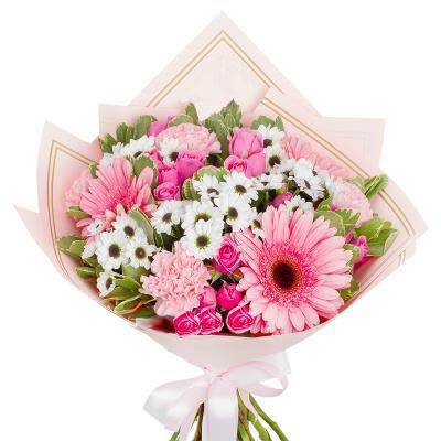 Bouquet of gerberas, spray roses and chrysanthemums Bouquet of gerberas, spray roses and chrysanthemums