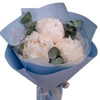 Complimentary bouquet of 3 white peonies