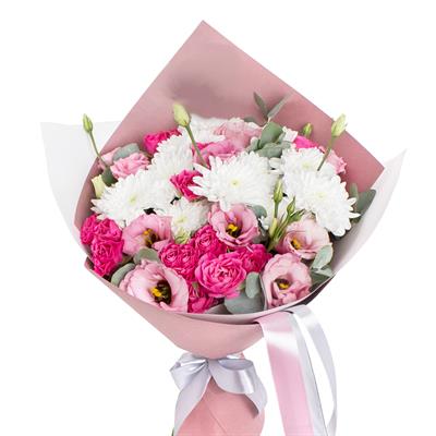 Bouquet of spray roses, eustomas and chrysanthemums.  Bouquet of spray roses, eustomas and chrysanthemums.