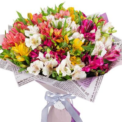 Bouquet of 25 multi-colored alstromeries Bouquet of 25 multi-colored alstromeries