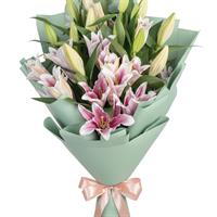Букет из 9 розовых лилий