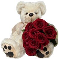 Bear with roses