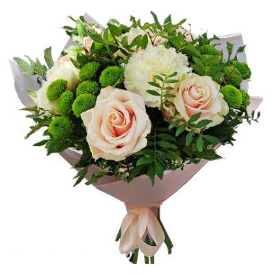 Delicate bouquet of roses and carnations Delicate bouquet of roses and carnations