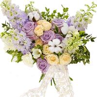 Delicate bouquet of roses and delphinium