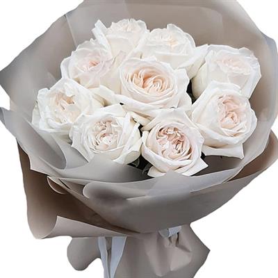 Шикарный букет из 9 белых пионовидных роз