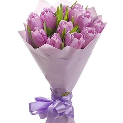 Букет з 11 бузкових тюльпанів Букет з 11 бузкових тюльпанів