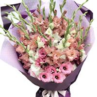 Lush bouquet of gladioli and eustoma