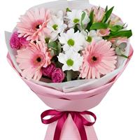 Букет з гербери, альстромерії та хризантеми