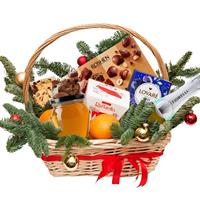 New Year's basket with sweets and tea