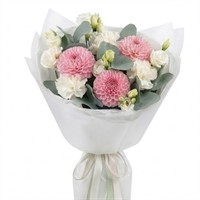 Bouquet of dahlias, eustoma, and carnations