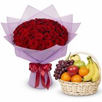51 Red Roses and a Gift Basket