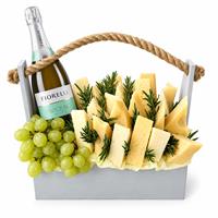Festive box with cheese and champagne