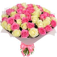 Delicate and refined bouquet of 51 roses