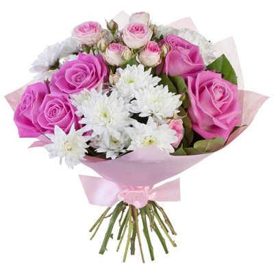 Tender bouquet of roses and chrysanthemums Tender bouquet of roses and chrysanthemums
