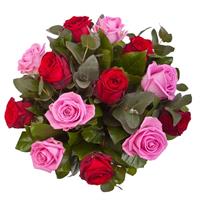 Bouquet of red and pink roses