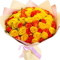 Fiery bouquet of 51 roses 