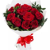 Bright bouquet of 11 red roses