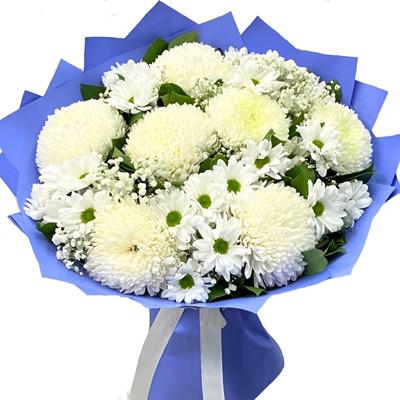 Bouquet from 5 multi-colored chrysanthemums Bouquet from 5 multi-colored chrysanthemums