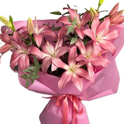 Букет із 5 рожевих лілій Букет із 5 рожевих лілій
