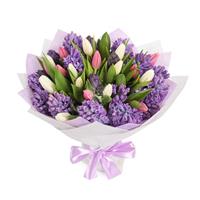 Bouquet with tulips and hyacinths
