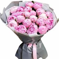Gentle bouquet of 21 pink peonies