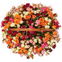 Basket with  bush roses Basket with  bush roses