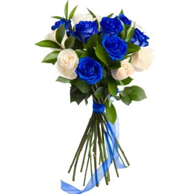 Bouquet of white and blue roses Bouquet of white and blue roses