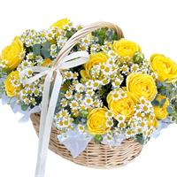 Basket with orchids and roses Basket with orchids and roses