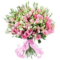 Bouquet of 51 white and pink eustomas