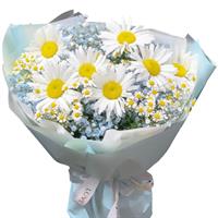 Кошик з білої хризантеми і фіолетових ірисів Кошик з білої хризантеми і фіолетових ірисів