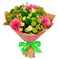 Bouquet of chrysanthemums, gerberas and roses
