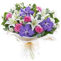 Bouquet of roses, orchids Vanda