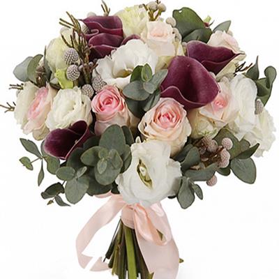 Bouquet of pink roses and calla lilies Bouquet of pink roses and calla lilies