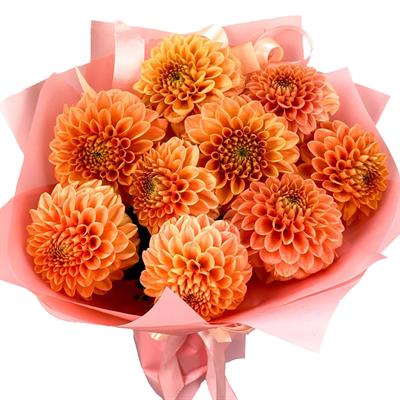 Яскравий букет з 9 жоржин Яскравий букет з 9 жоржин