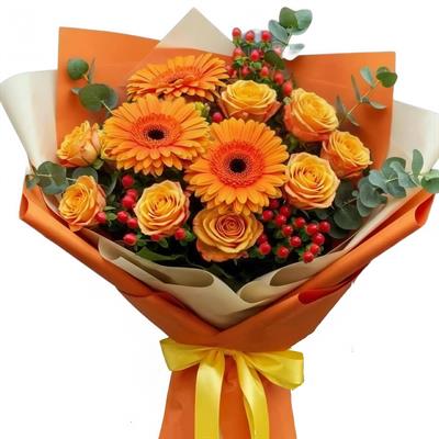Bouquet of roses and gerberas Bouquet of roses and gerberas
