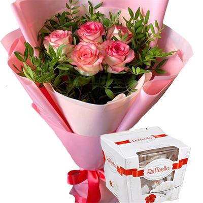 5 pink roses, Raffaello 5 pink roses, Raffaello